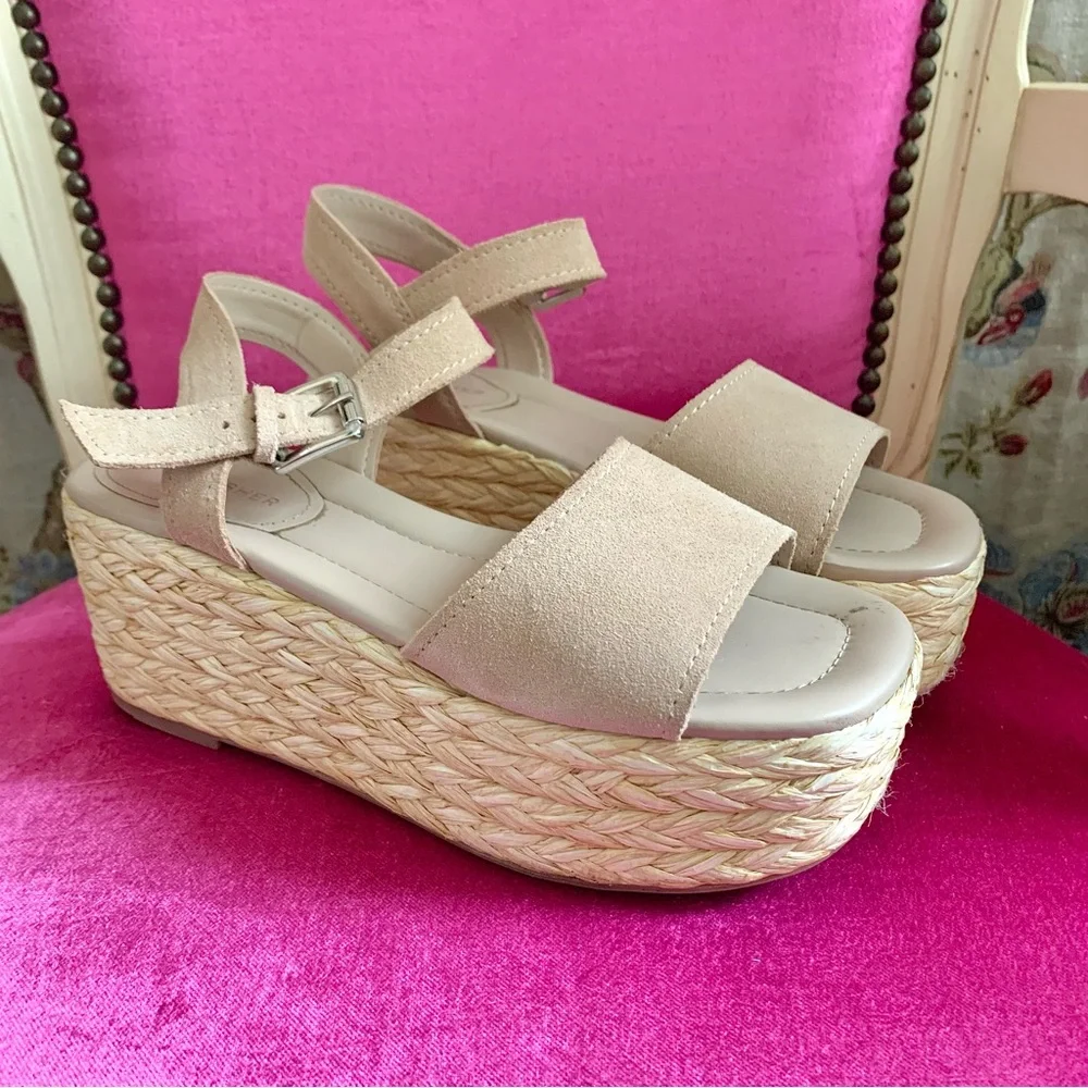 Marc Fisher Beige Espadrille Platform Sandals